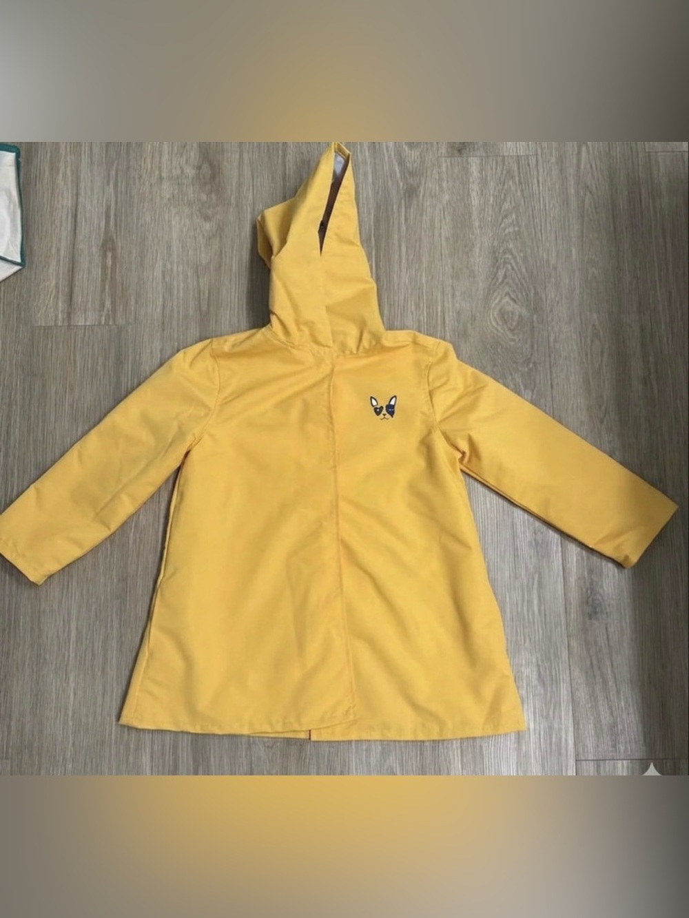 Gymboree Yellow Hooded Kids S (5-6) Raincoat Windbreaker Frenchie Puppy Patch